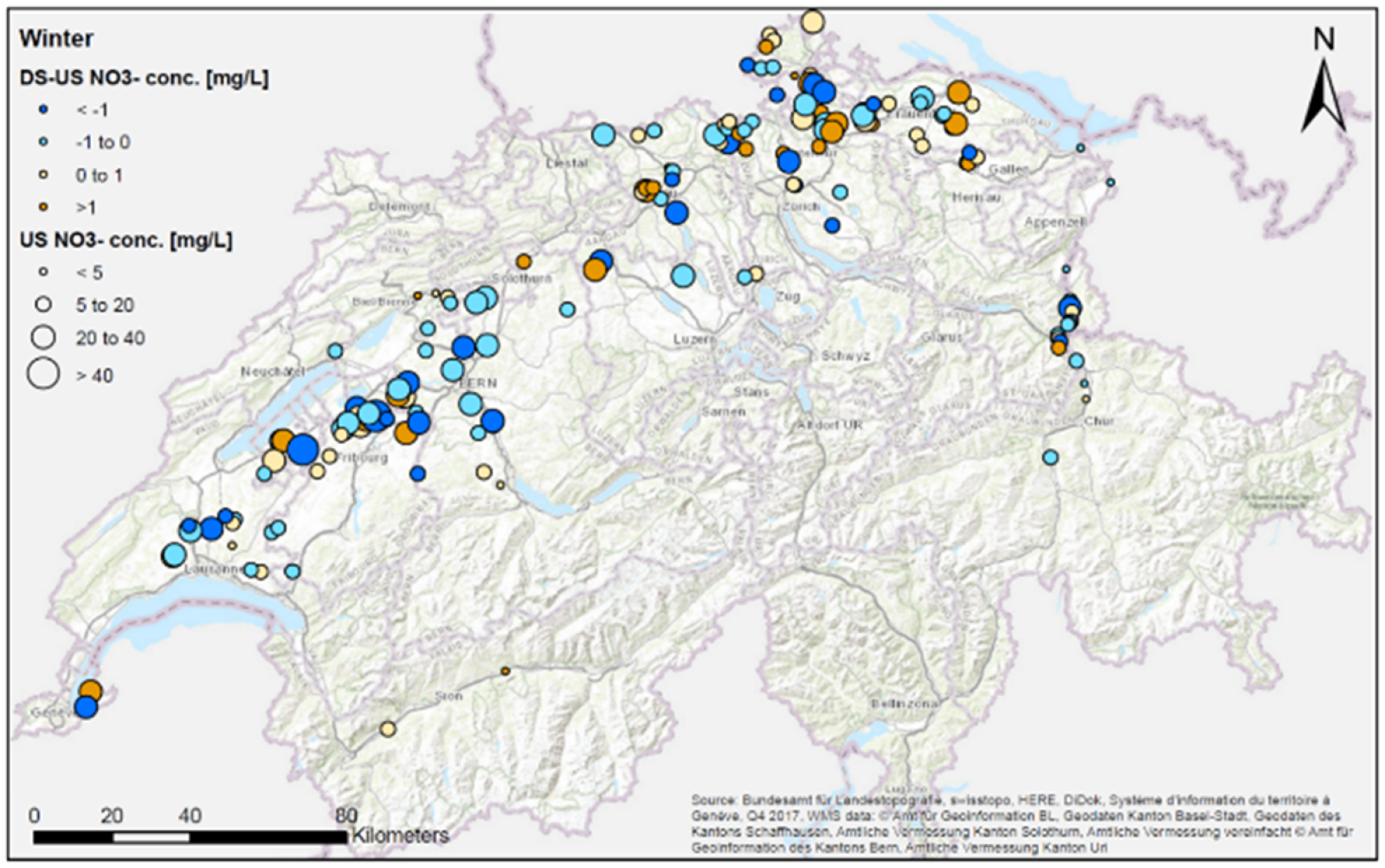 Illustration sur la concentration de nitrates dans les barrages de castor 
