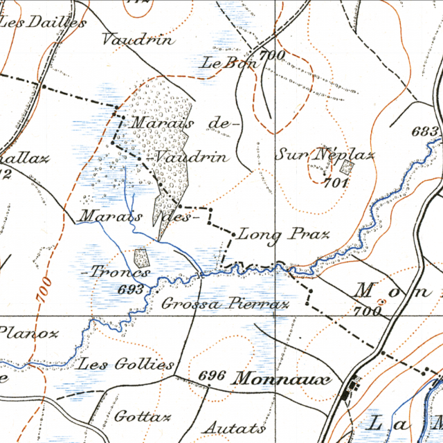 Kartenausschnitt von "Mollens" der Siegfriedkarte