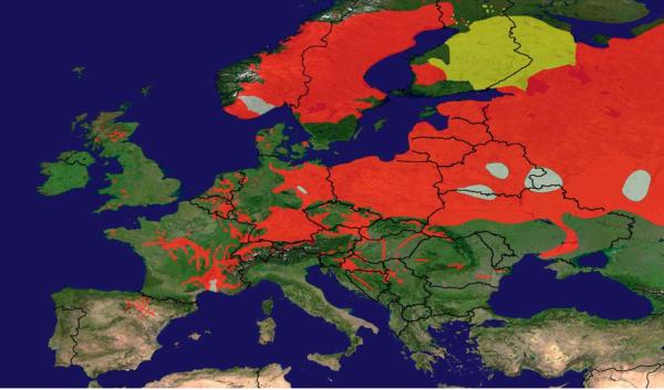 Répartition actuelle de Castor fiber