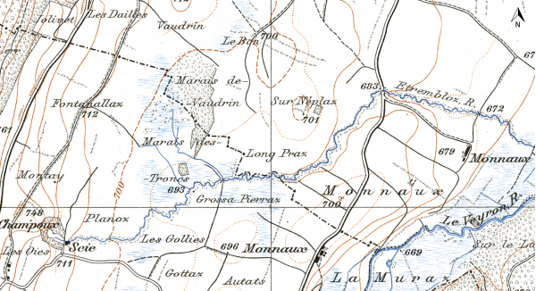 Kartenausschnitt von "Mollens" der Siegfriedkarte