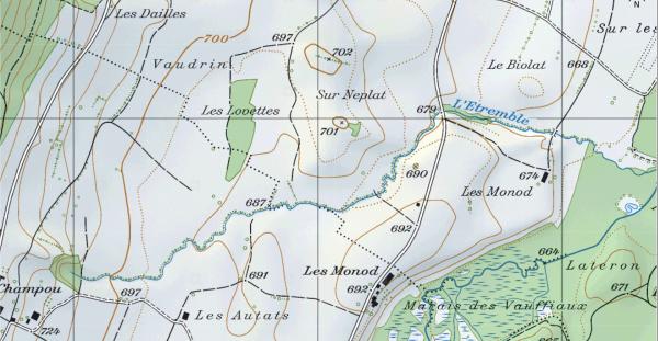 Kartenausschnitt von "Mollens" der Schweizer Landeskarte