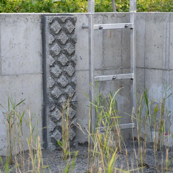 Aide à la sortie en béton fixée au mur