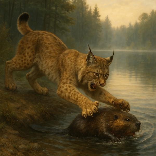 Luchs reisst Biber