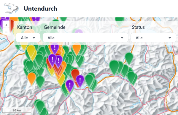 Webbasierte App Untendurch (Screenshot)