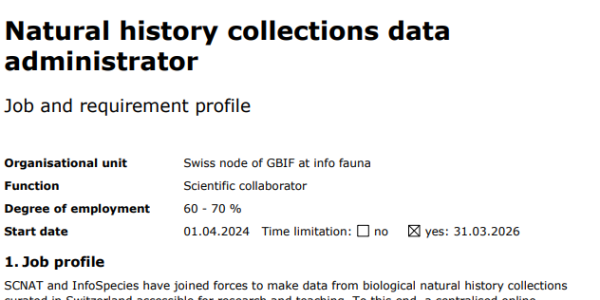 Natural history collections data administrator